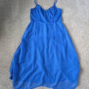 EUC Long Tall Sally Blue/white chiffon dress, US size 12 (tall)